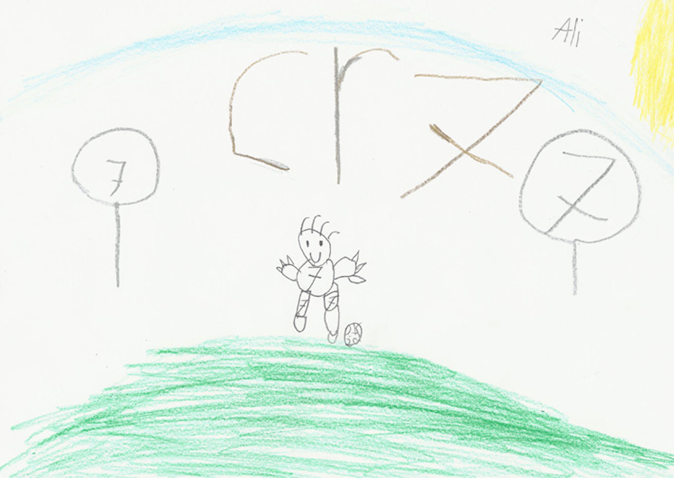 Tegning av gutt som spiller fotball